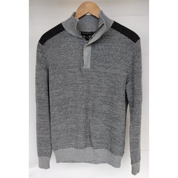 Banana Republic Sweater Medium Gray Men's Quarter Zip Solid - Picture 1 of 8